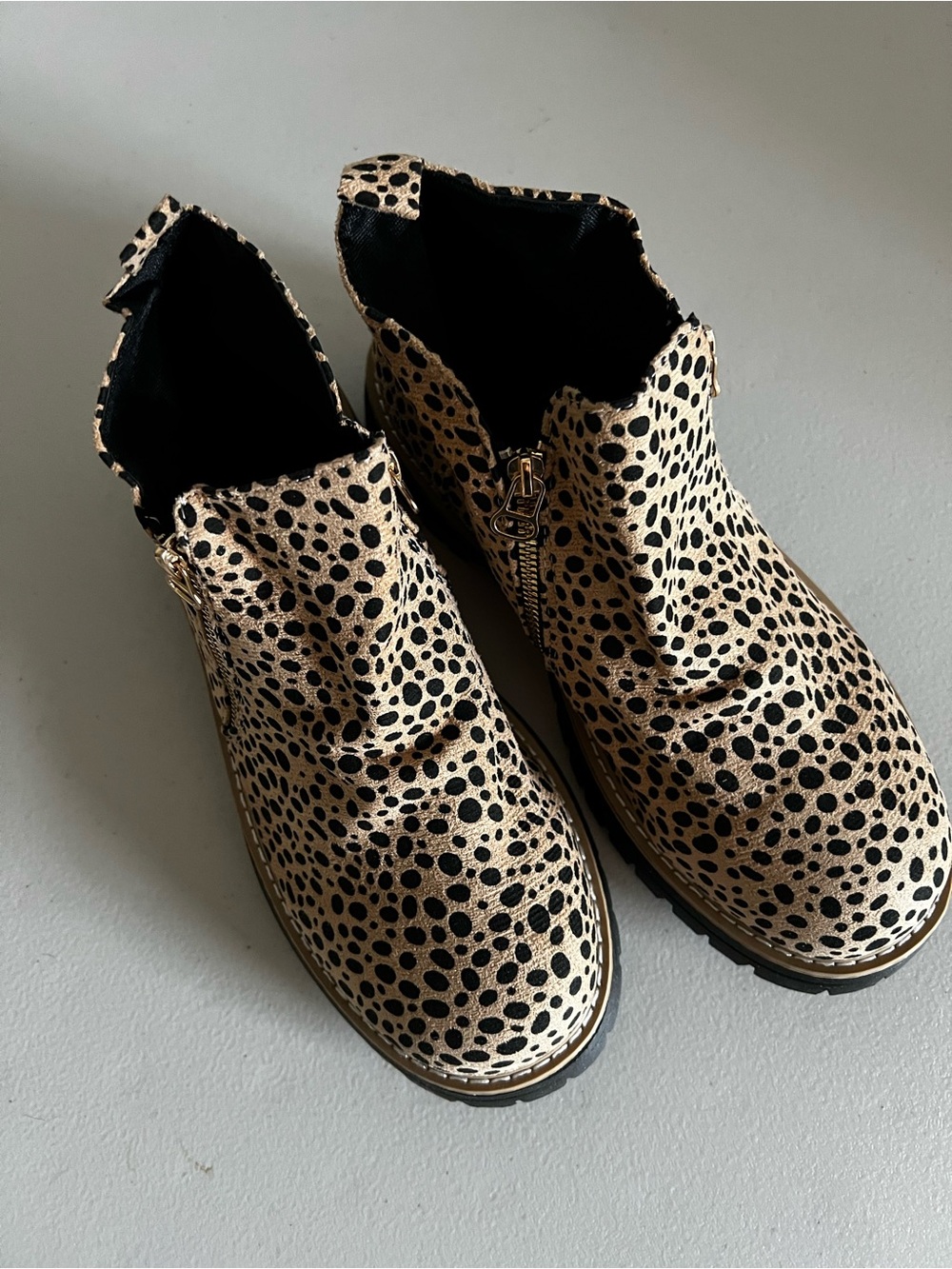 Spotted Tan & Black Side-Zip Ankle Booties